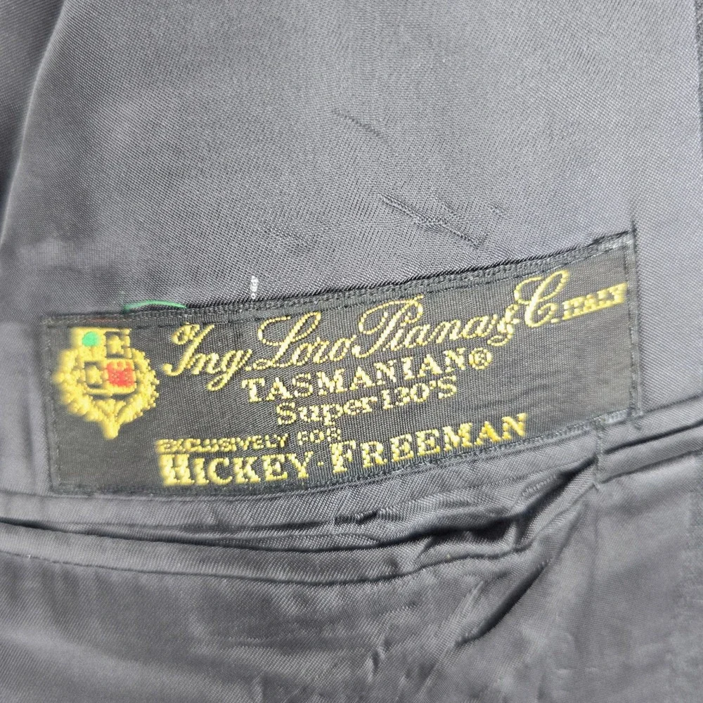 Hickey Freeman Loro Piana Tasmanian Super 130s Wool Blazer 42 Regular Black READ